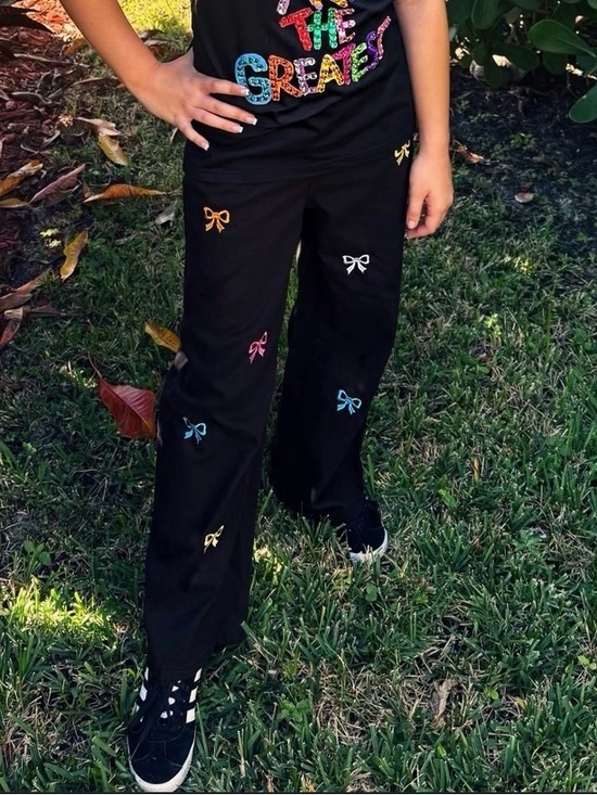 SHEIN Other - Black Jeans with Multicolor Bow size Girl's 10 - matches everything!
